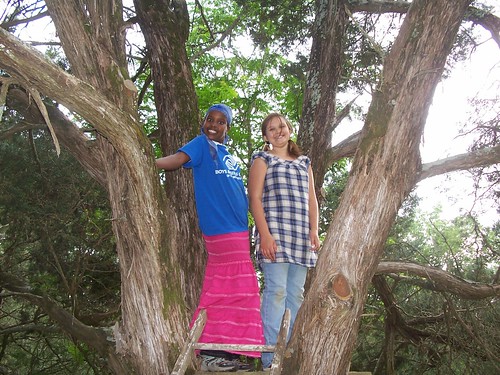 ikra and rose in a tree house