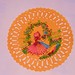 Quilling lady in garden on cutwork card
