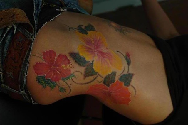 Hibiscus flower tattoo artist/ thomas jacoobson @ baddog production's
