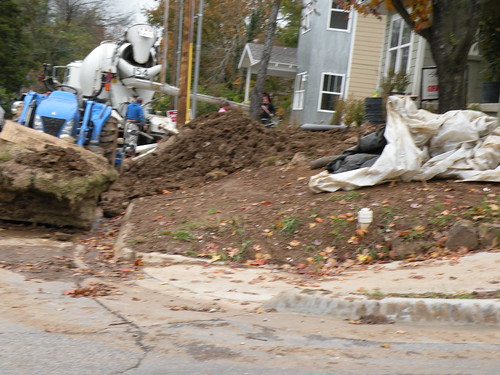 South College Avenue at 4th Street two houses on recently split lot send mud to Spout Spring Branch during every heavy rainDSCN8077