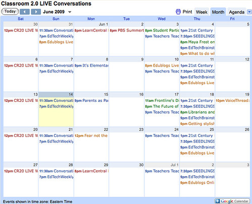 Calendar of Webinar events