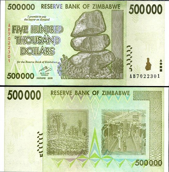 500 000 dolárov Zimbabwe 2008