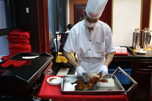Peking duck under cooking