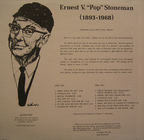 Ernest V. Stoneman Back of LP by you.