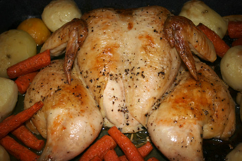 Gwynneth's Quick Roast Chicken and Potatoes, with Carrots