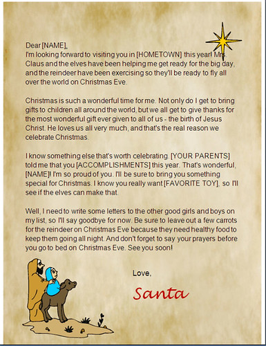 christian santa letter