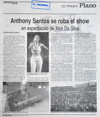 Reseña Anthony Santos en show Xica Da Silva 