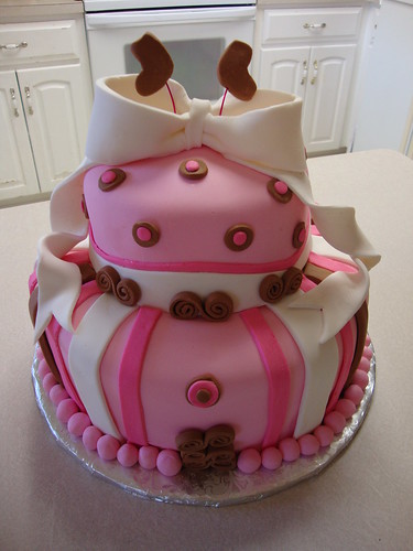 Pink and Brown Baby Shower Cake 