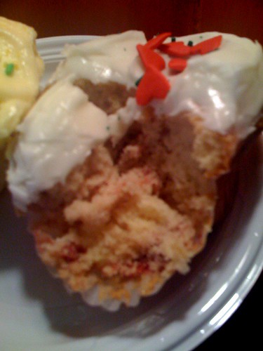 Inside the strawberry cream cheese cupcake at sugar Sweet sunshine