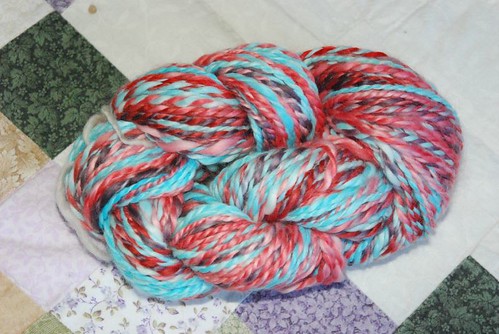 2ply milk fibre dyed with Koolaid