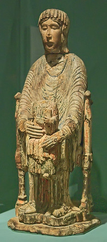 Wood sculpture, "Enthroned Virgin and Child", French, 12th century, at the Saint Louis Art Museum, in Saint Louis, Missouri, USA