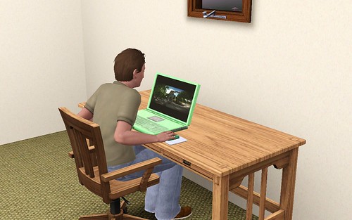 Sim playing a computer game
