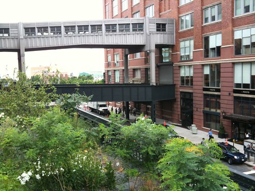High Line Park, looking at a nearby skybridge