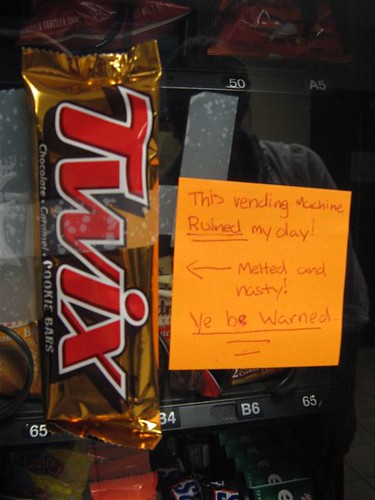 This vending machine RUINED my day!  Melting and nasty! Ye be warned.