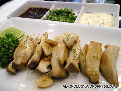 Assorted grilled Japanese mushrooms