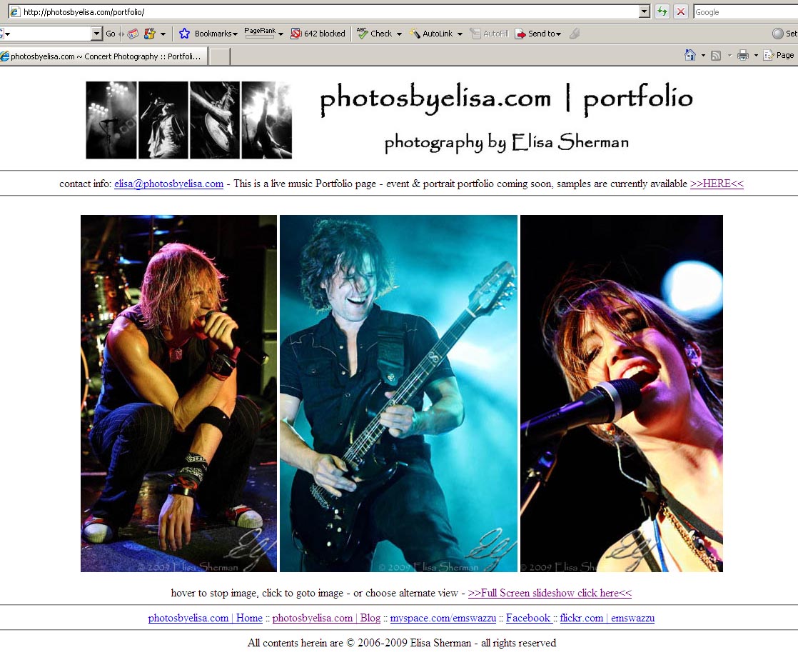 portfolio screenshot on photosbyelisa.com | photography by Elisa Sherman