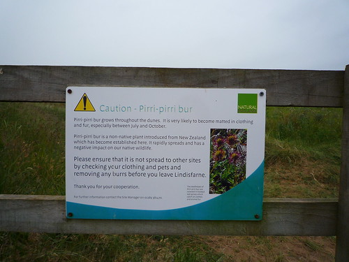 sign on footpath gates at Holy Island