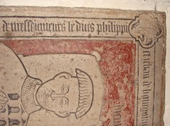ca. 1418 - 'Arnould (Arnoud) du Wez (Weys), Chamberlain of Charles VI of France and of dukes Philip and John of Burgundy (+1418) and Marie Le Cherf (+1400)', Église Saint-Pierre-aux-Liens, Saint-Pierre-Brouck, dép. Nord, France