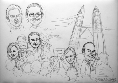 Caricatures for Morgan Stanley pencil sketch 1