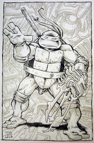 "Teenage Mutant Ninja Turtles" Volume 1. #1 / 25th anniversary printing // TMNT Volume One collected - EXCLUSIVE P2P bookplate Donatello plate - toned by Laird  (( 2009 )) [[ Courtesy of PL ]]