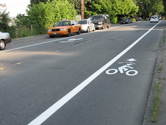 New bike lane and sharrows on 15th Avenue South, just north of South Atlantic Street. Photo by Jason.