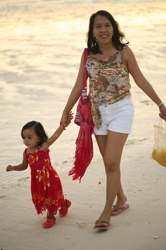 Cacing strolling with her Mom at Station 1
