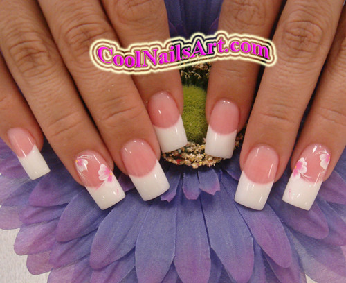 Pink White Acrylic Nail Design