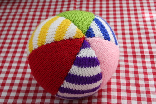 knitted stripy ball
