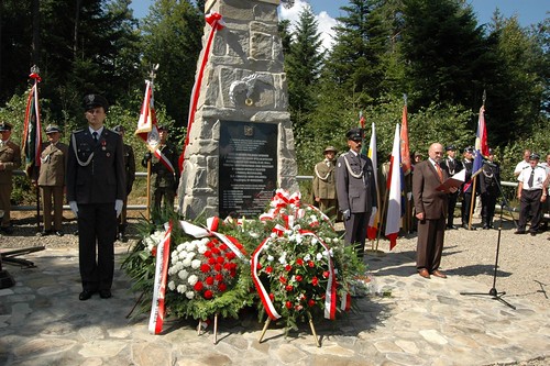 Odsłonięcie pomnika lotników w Krzywej w gminie Sękowa