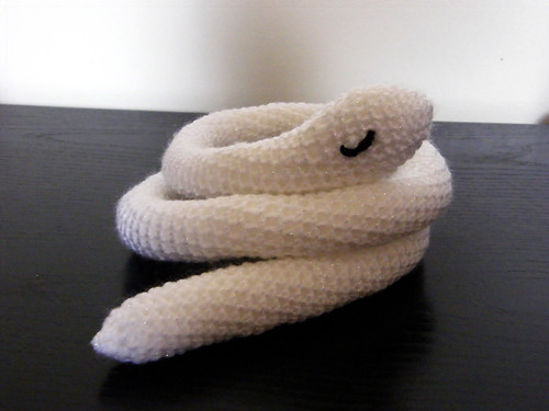 White Sparkly Snake Amigurumi