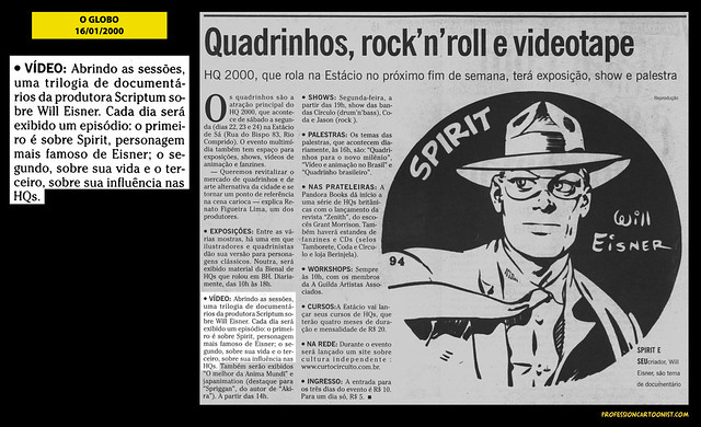 "Quadrinhos, rock'n'roll e videotape" - O Globo - 16/01/2000