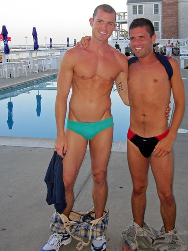 Two stars of Naked Boys Singing Tea at the Boat Slip Provincetown 