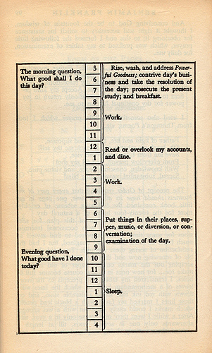Ben Franklin's schedule