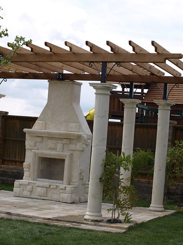 Outdoor Fireplace and Garden Party Pergola