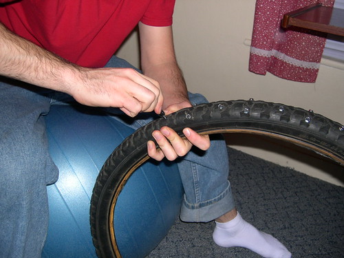 Making a studded bike tire