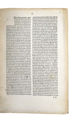 Opening page of text from Orbellis, Nicolaus de: Cursus librorum philosophiae naturalis [Aristotelis] secundum viam Scoti