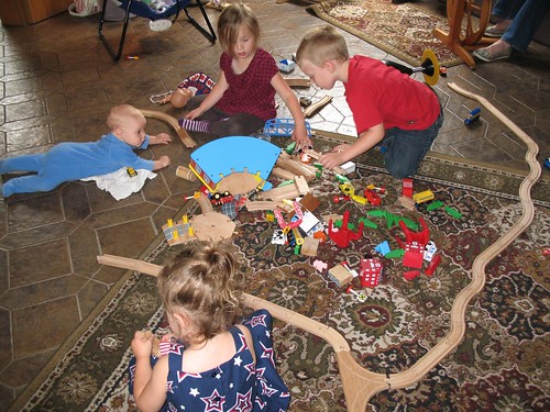 The children played while we spun and knit