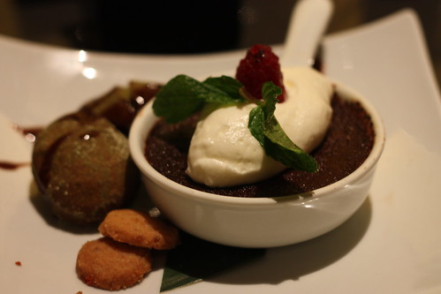 Spicy Chocolate Creme Brulee with Green Tea Beignets