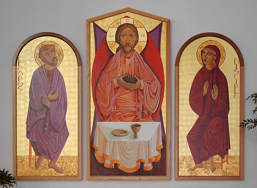 Saint Mary Roman Catholic Church, in Trenton, Illinois, USA - altar triptych