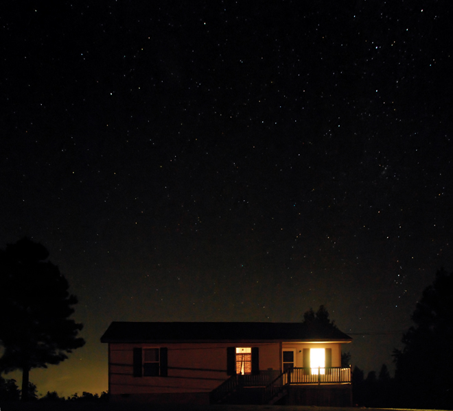Little house under the starry sky