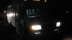 First Transit 2001 Ford paratransit bus # 5580  at 6:00 AM. Glenview Illinois. October 2009.