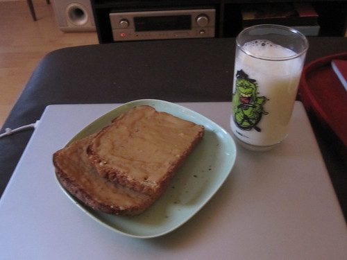 PB toast and milk