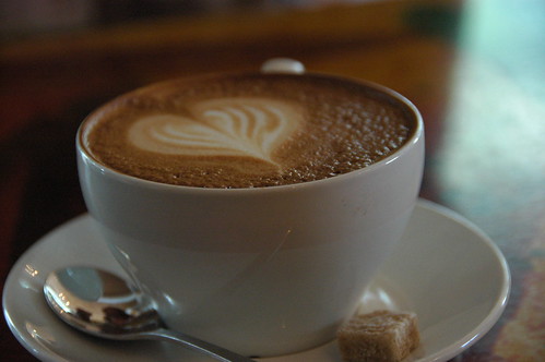 Latte art at cafe paris