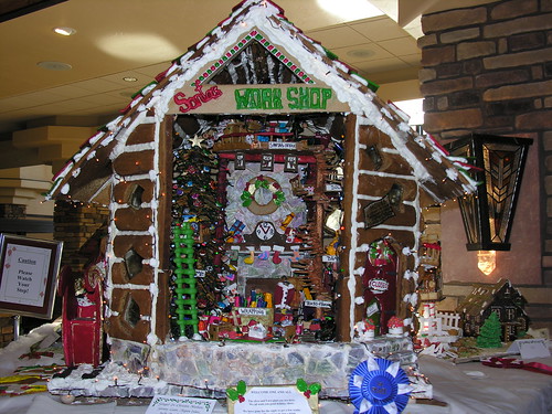 Santas Workshop - with miniature - edible bears, toys and even a circular staircase!