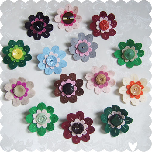 Vintage Button Brooches