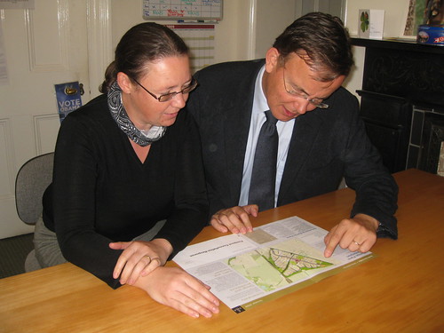 Kelsie and Martin check the new plans for Barton Farm