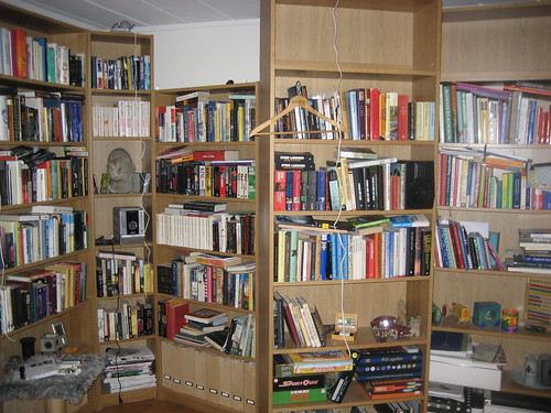 Messy bookshelves