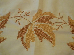 cross stitched leaf