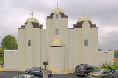 Saint Mary and Saint Abraam Coptic Orthodox Church, in Saint Louis County, Missouri, USA - exterior front