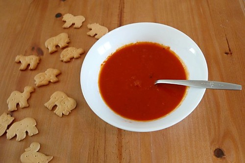 Tomato soup and animal crackers